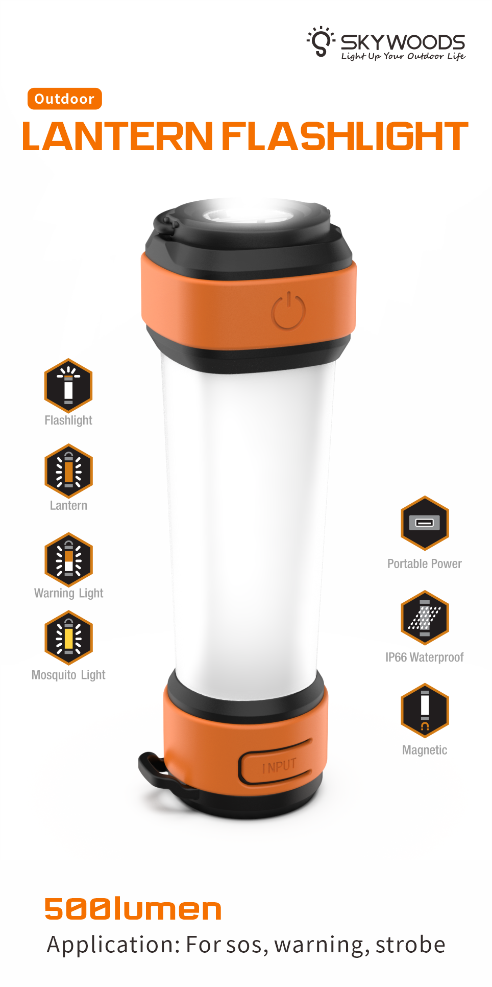 Skywoods Rechargeable Camping Lantern with Mosquito Repel Mode L70931