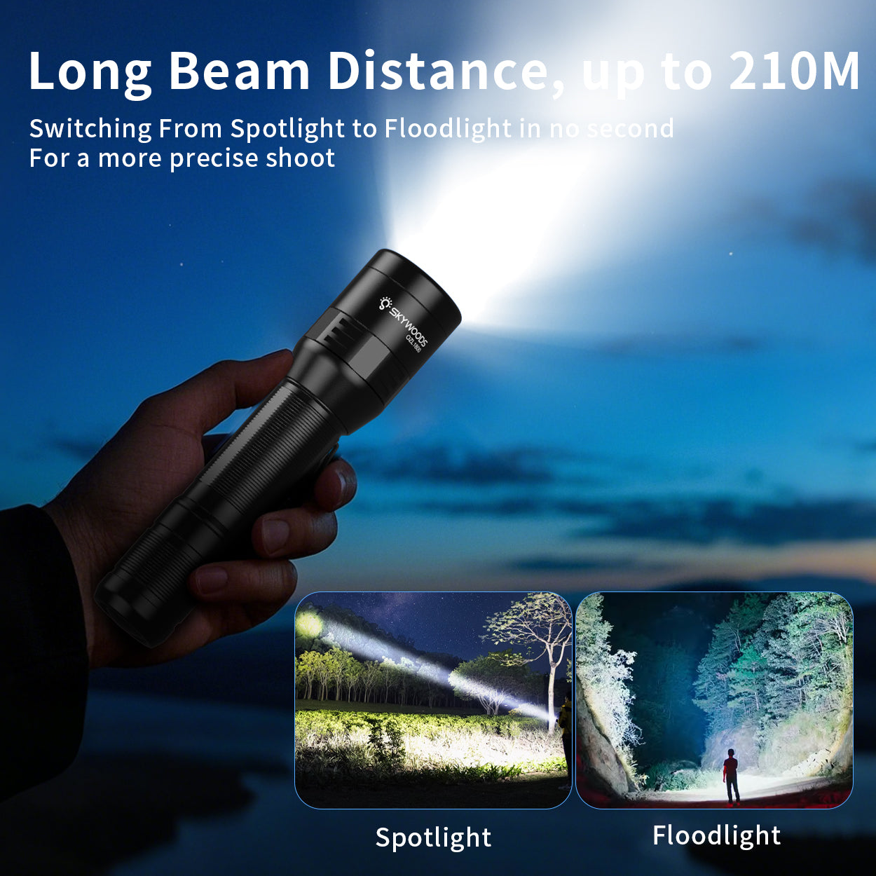 Skywoods 1800 Lumen Zoomable Torch Light OZL1800