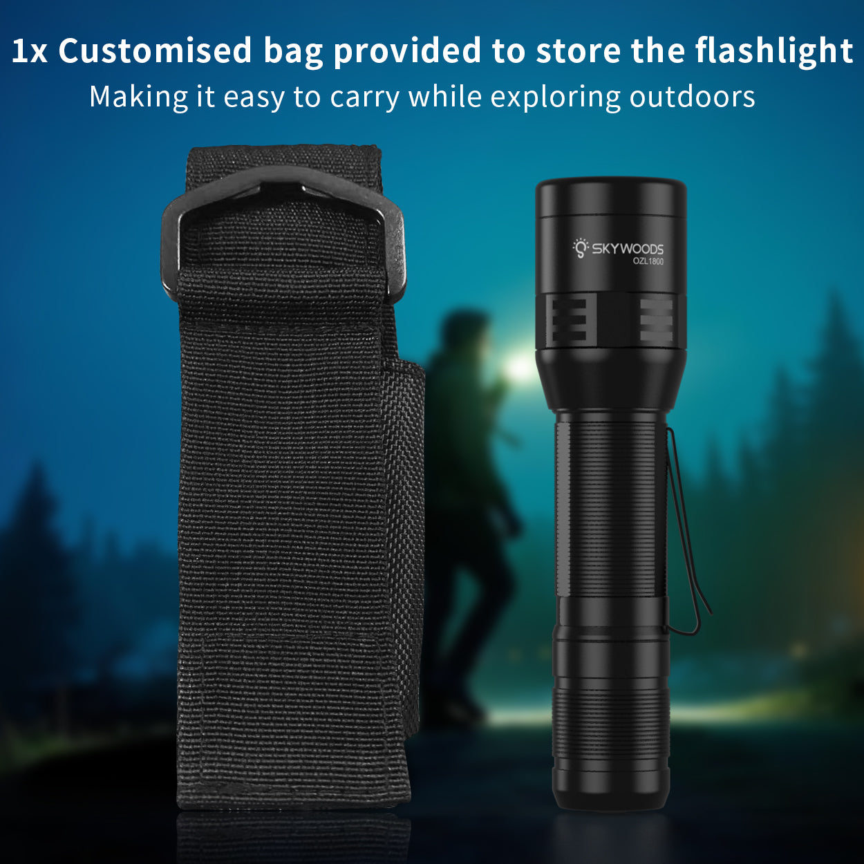 Skywoods 1800 Lumen Zoomable Torch Light OZL1800