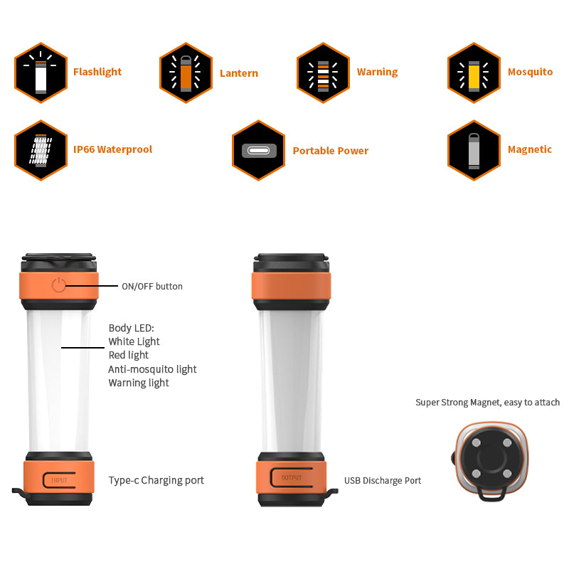 Skywoods Rechargeable Camping Lantern with Mosquito Repel Mode L70931