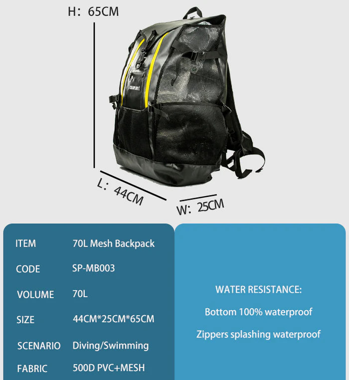SEAPLAY 70L Mesh Backpack