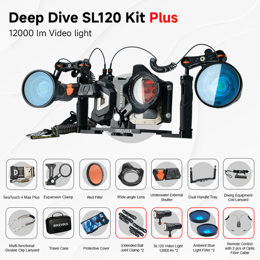 Divevolk SeaTouch 4 Max Plus 2x 12,000 Lumen PRO Deep Dive Kit