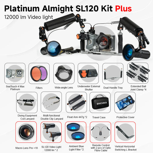 Divevolk SeaTouch 4 Max Platinum 2x 12,000 Lumen SL120 PRO Almighty Kit