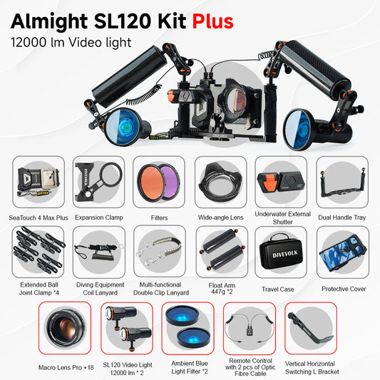 Divevolk SeaTouch 4 Max Plus 2x 12,000 Lumen SL120 PRO Almighty Kit