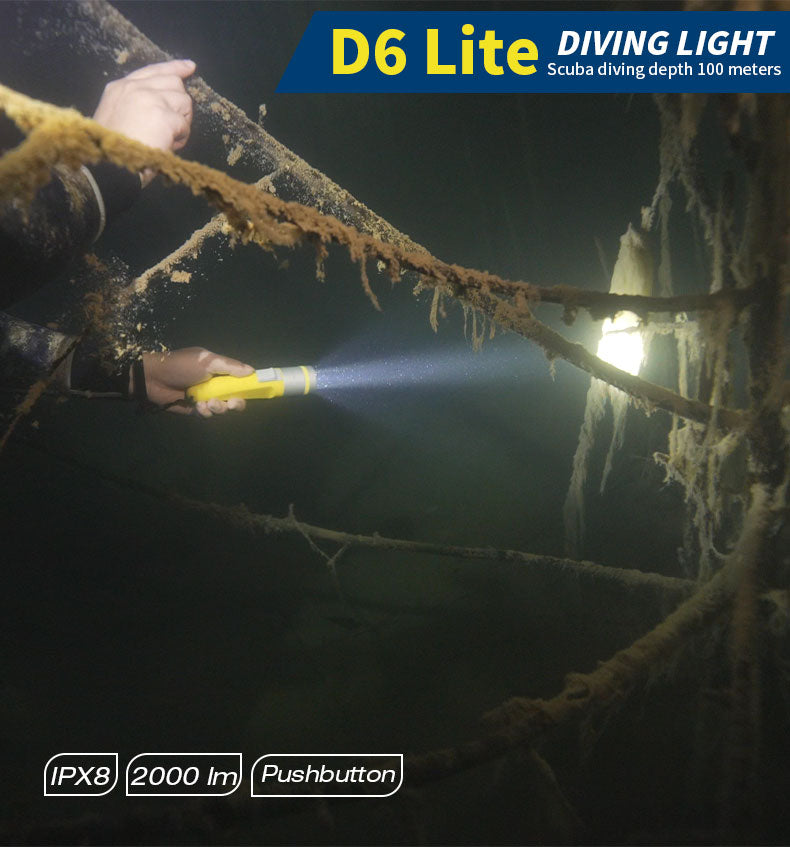 Skywoods D6 Lite 2000 Lumen Dive Torch