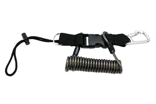 Coil Lanyard with multiple attachment points to secure Housing to Buoyancy Device