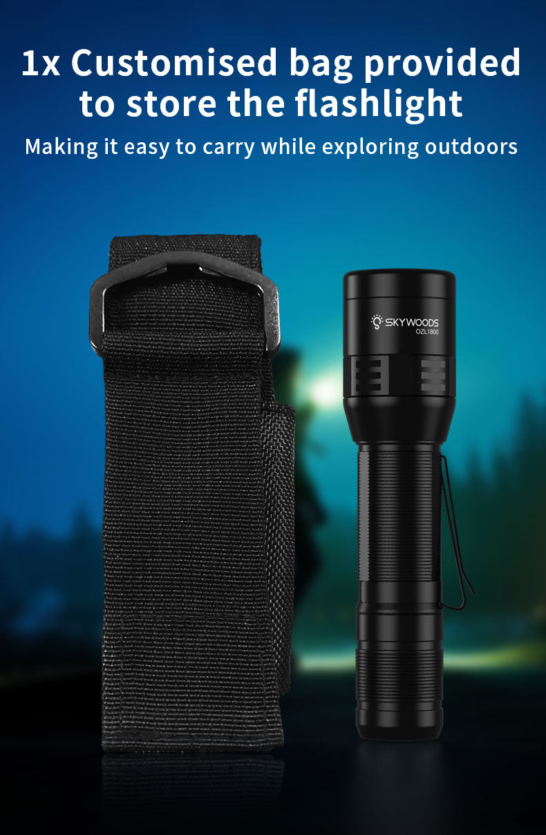 Skywoods 1800 Lumen Zoomable Torch Light OZL1800