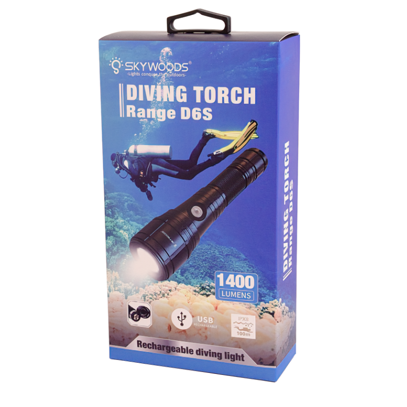 Skywoods D6S 1400 Lumen Zoomable Dive Torch