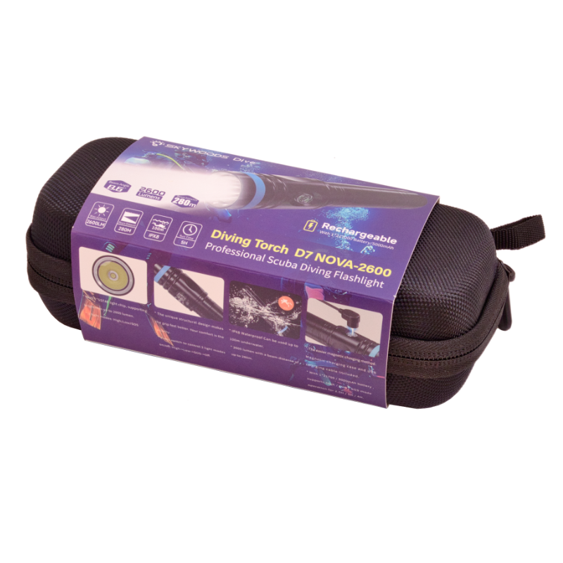 Skywoods 2600 Lumen Professional SCUBA Dive Torch D7 Nova