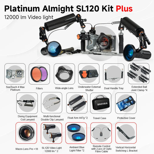 Divevolk SeaTouch 4 Max Platinum 2x 12,000 Lumen SL120 PRO Almighty Kit