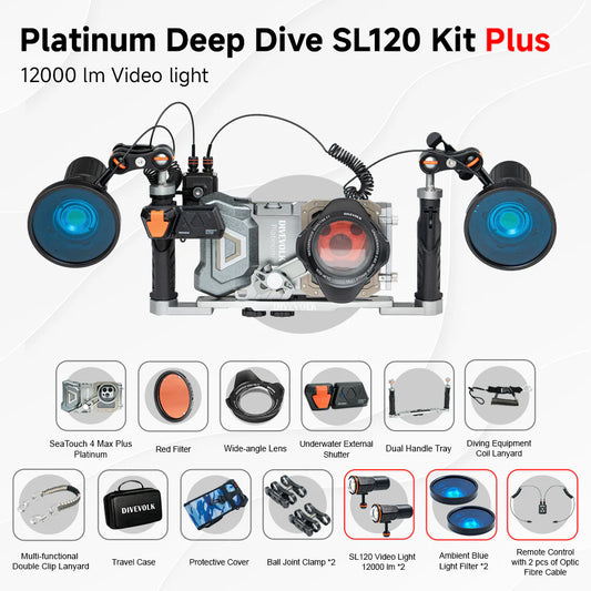 Divevolk SeaTouch 4 Max Platinum 2x 12000 Lumen SL120 PRO Deep Dive Kit