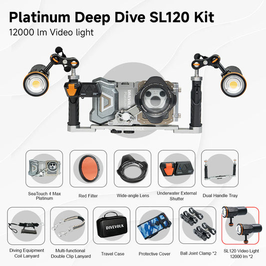Divevolk SeaTouch 4 Max Platinum 2x 12000 Lumen SL120 Deep Dive Kit