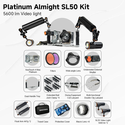 Divevolk SeaTouch 4 Max Platinum 2x 5600 Lumen SL50 Almighty Kit