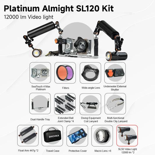 Divevolk SeaTouch 4 Max Platinum 2x 12,000 Lumen SL120 Almighty Kit