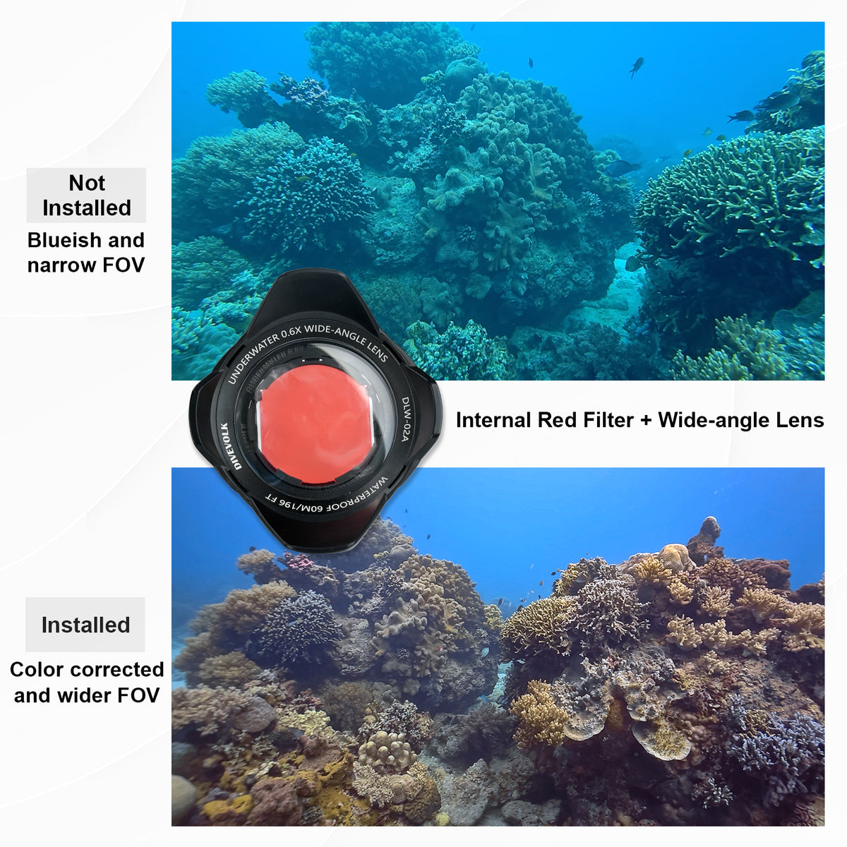 Divevolk Internal Red Filter for Wide angle convesion lens