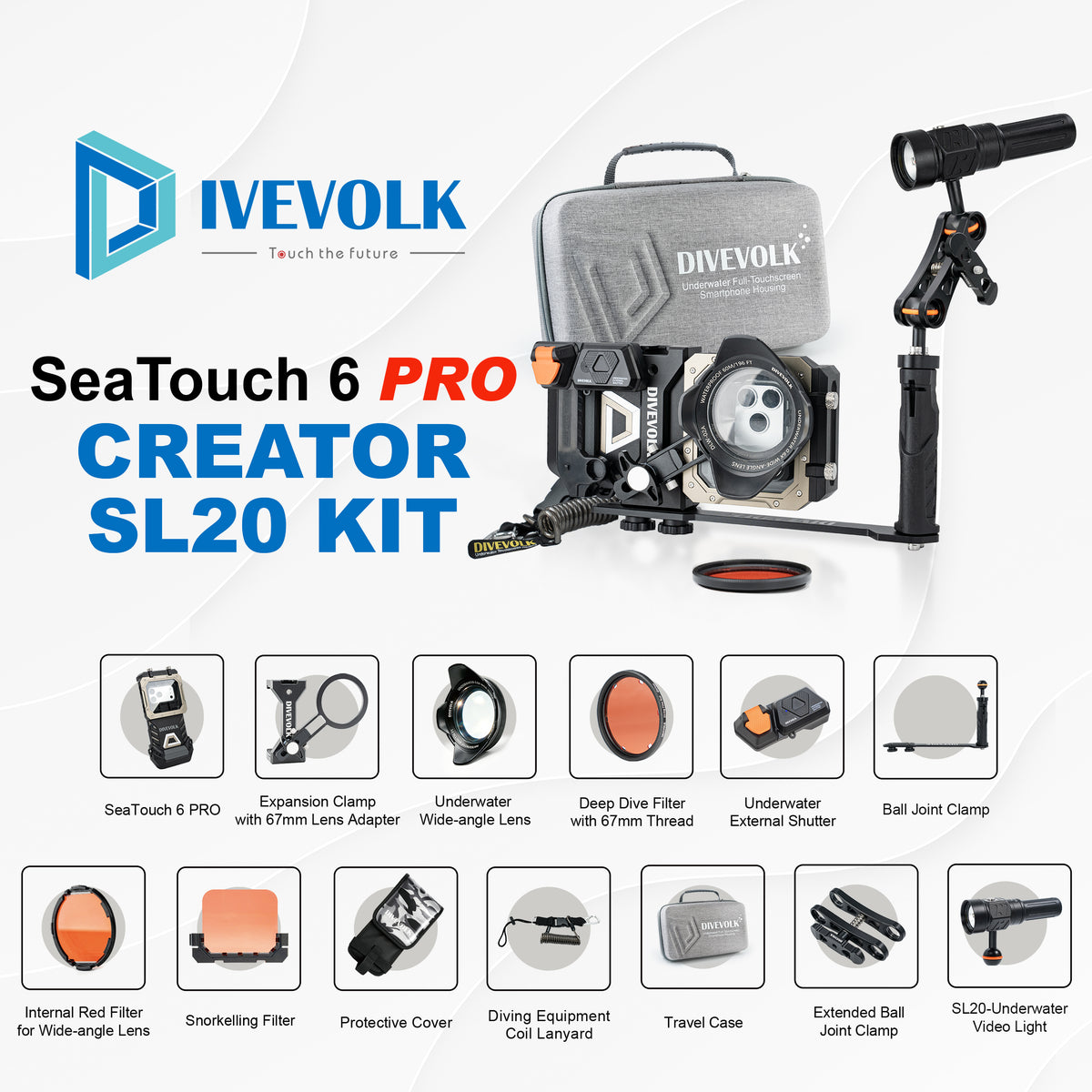 Divevolk SeaTouch 6 Pro 2000 Lumen Creator SL20 Kit