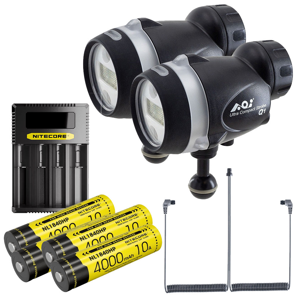 AOI Q1 Ultra Compact Strobe Dual Bundle with Split Cable & Batteries