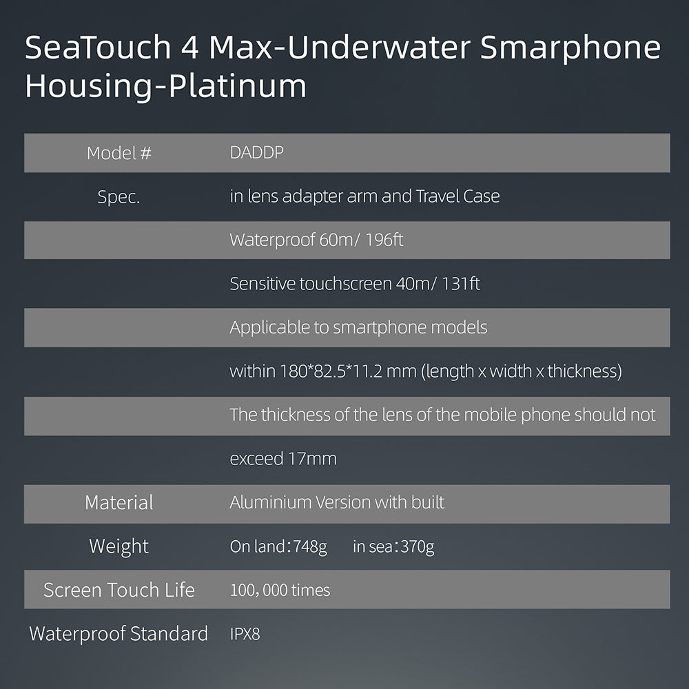 Divevolk SeaTouch 4 Max Platinum Underwater Touchscreen Housing
