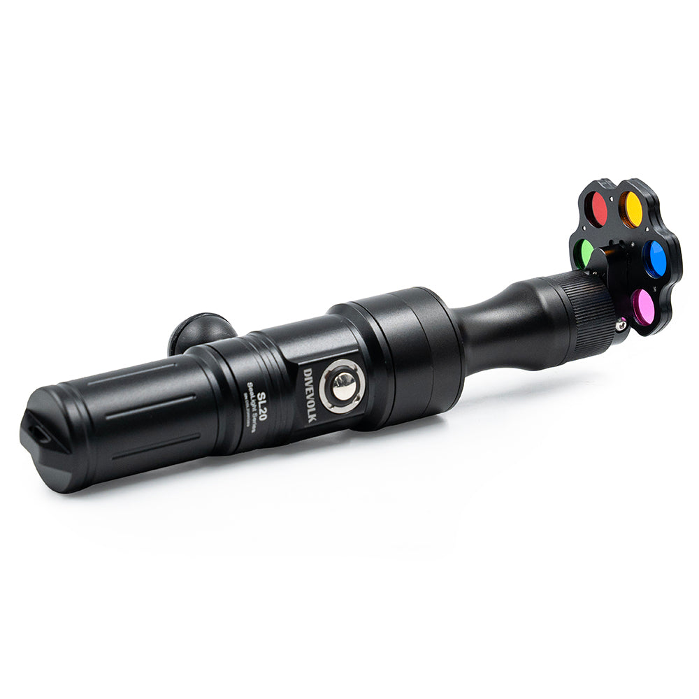 Colour Filter Wheel seen fitted to Snoot and SL20 video Light