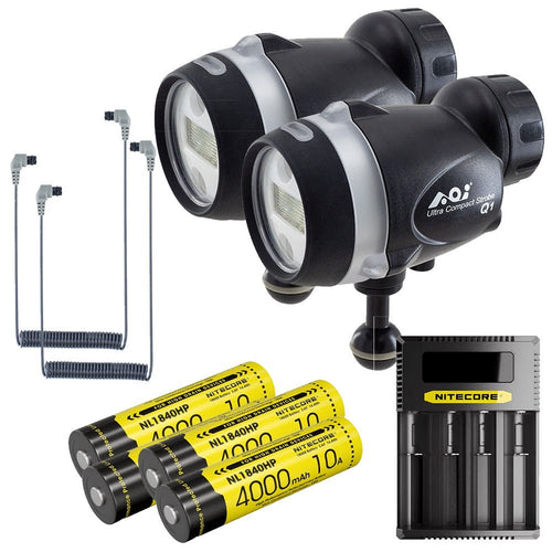 AOI Q1 Ultra Compact Strobe Dual Bundle with Cables & Batteries