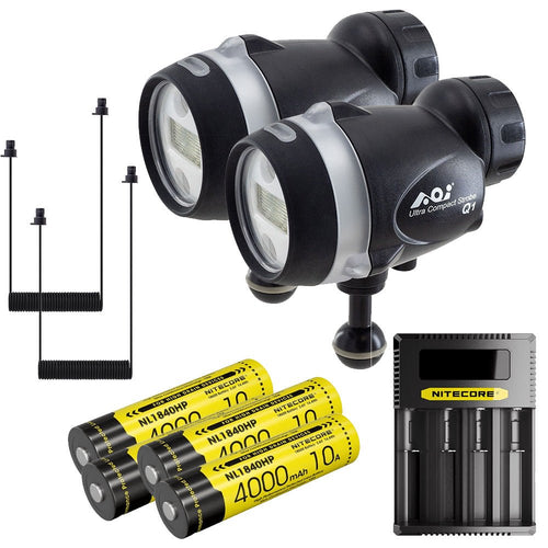 AOI Q1 Ultra Compact Strobe Dual Bundle with Cables & Batteries