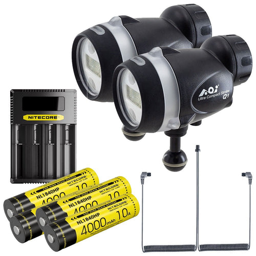 AOI Q1 Ultra Compact Strobe Dual Bundle with Split Cable & Batteries
