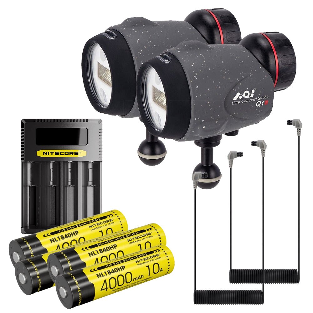 AOI Q1i Ultra Compact Strobe Dual Bundle with Cables & Batteries