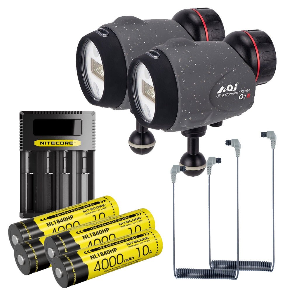 AOI Q1i Ultra Compact Strobe Dual Bundle with Cables & Batteries