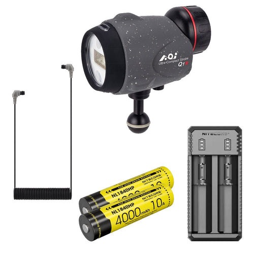 AOI Q1iS Ultra Compact Strobe Bundle with Cable & Batteries