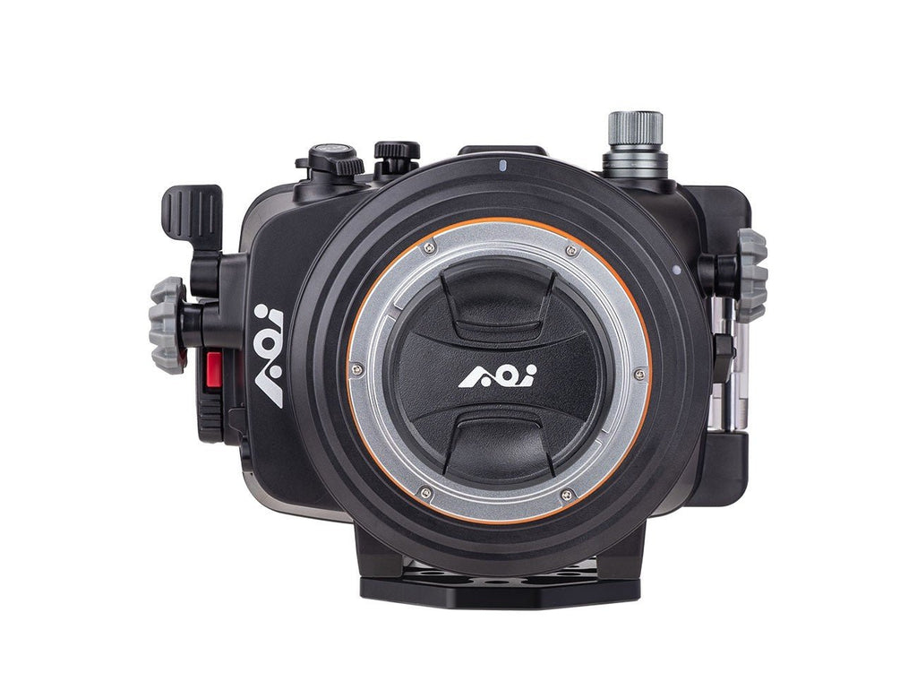 Underwater camera housing for Sony AC7 Mark II with AOI branding on a white background