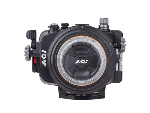 Underwater camera housing for Sony AC7 Mark II with AOI branding on a white background