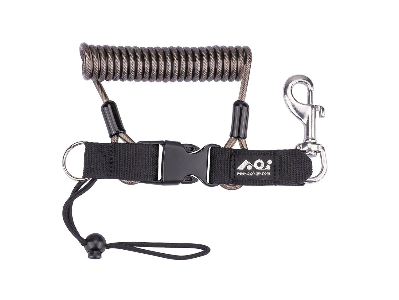 Spring Coiled Lanyard with Quick Release Buckle and Swivel Eye Bolt Snap