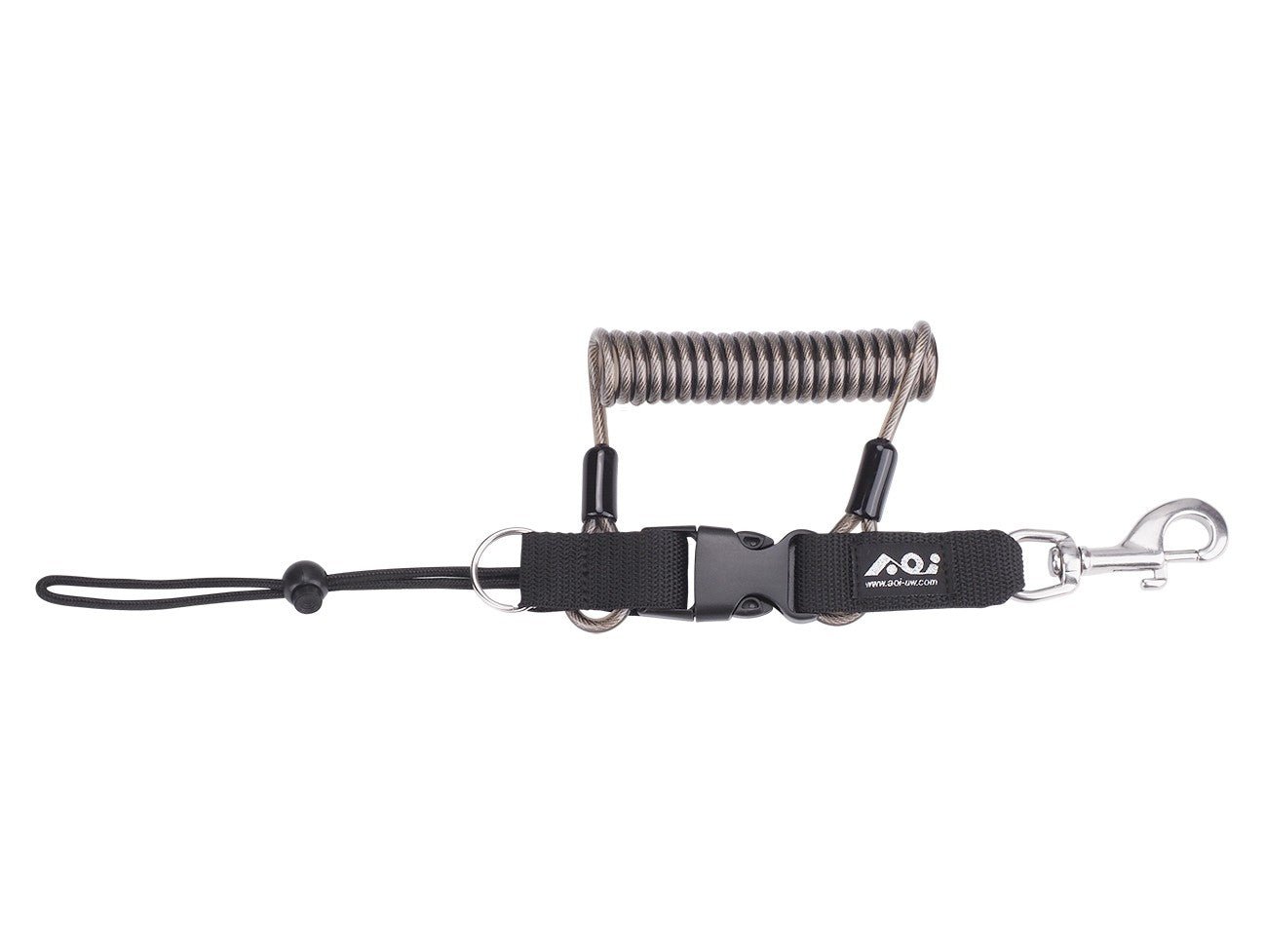 Spring Coiled Lanyard with Quick Release Buckle and Swivel Eye Bolt Snap