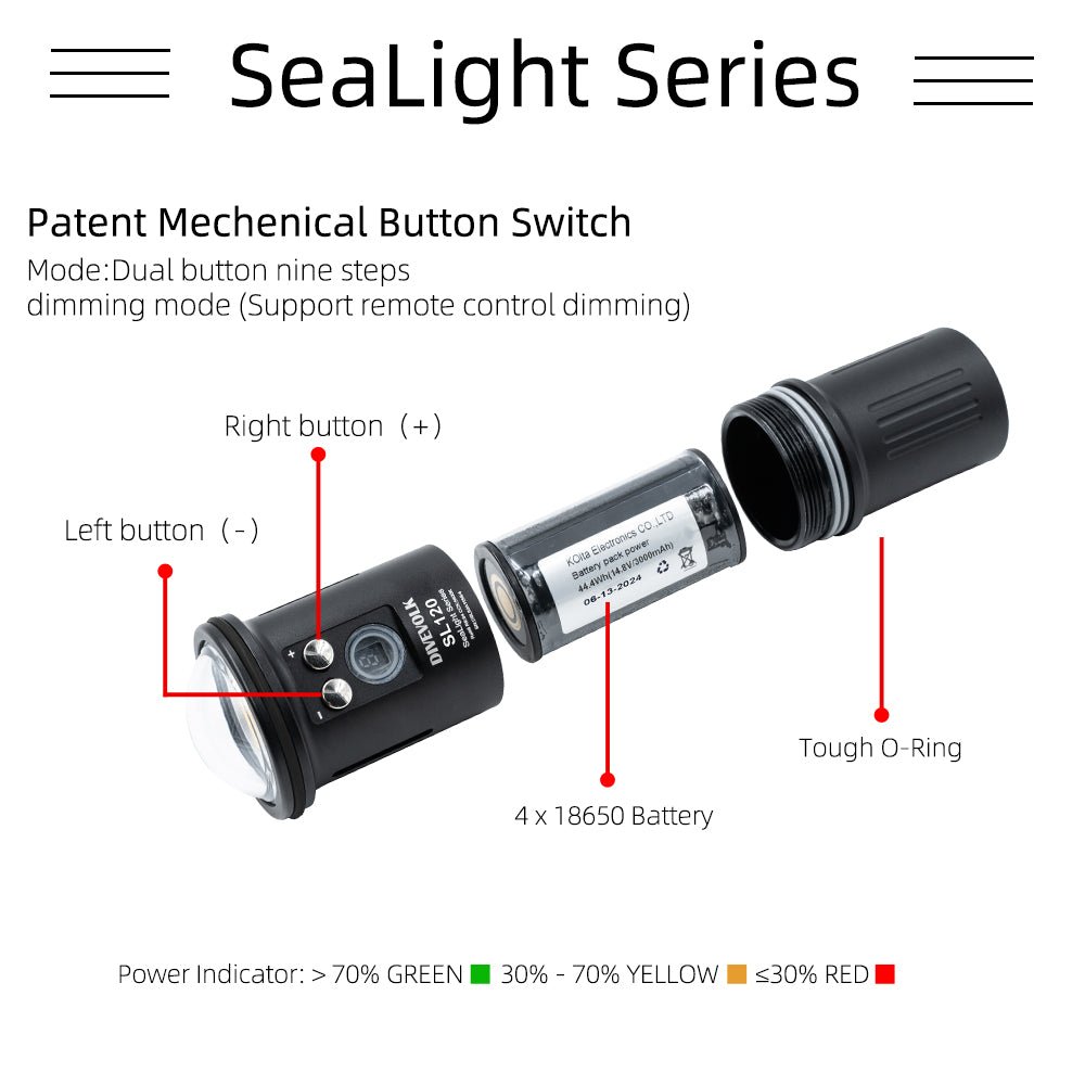 Divevolk SL120 12,000 Lumen Underwater Video Light