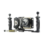 Divevolk Expansion Clamp mounted on SeaTouch 4 Max Housing with Macro Lens and Dual Tray Accessories attached