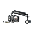 Divevolk Expansion Clamp mounted on SeaTouch 4 Max Housing with Filter, Wide Lens and lighting Accessories attached