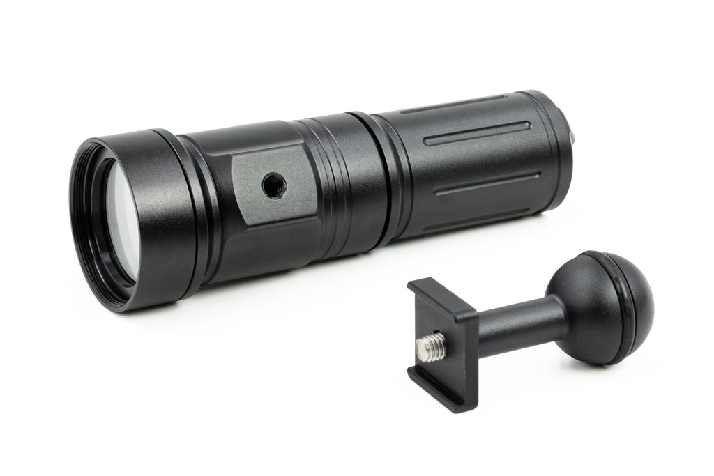 The M6 threaded 1 - inch ball mount attaches to the underside of the SL20 video light so that you can attach it to your underwater camera system.