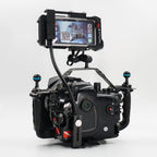 SeaLink Underwater Wi - Fi Signal Transmitter mounted as a monitor on a Nauticam Underwater Camera Housing
