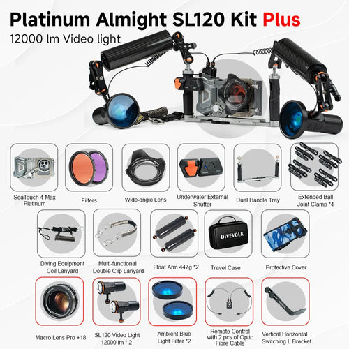 Divevolk SeaTouch 4 Max Platinum 2x 12,000 Lumen SL120 PRO Almighty Kit