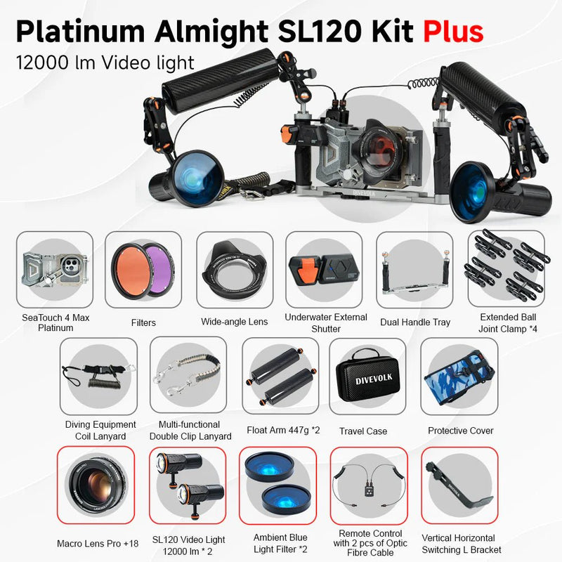 Divevolk SeaTouch 4 Max Platinum 2x 12,000 Lumen SL120 PRO Almighty Kit