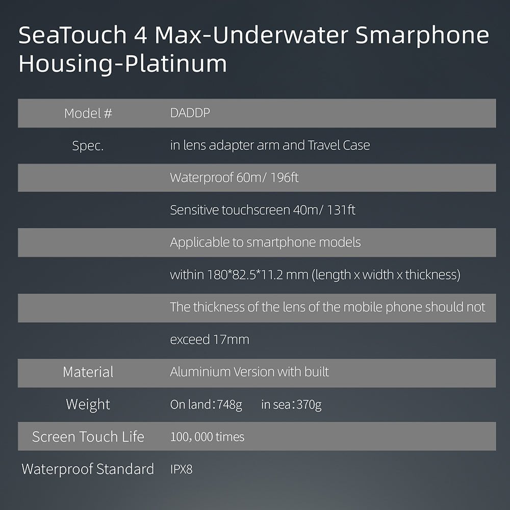 Divevolk SeaTouch 4 Max Platinum V2 Underwater Touchscreen Housing