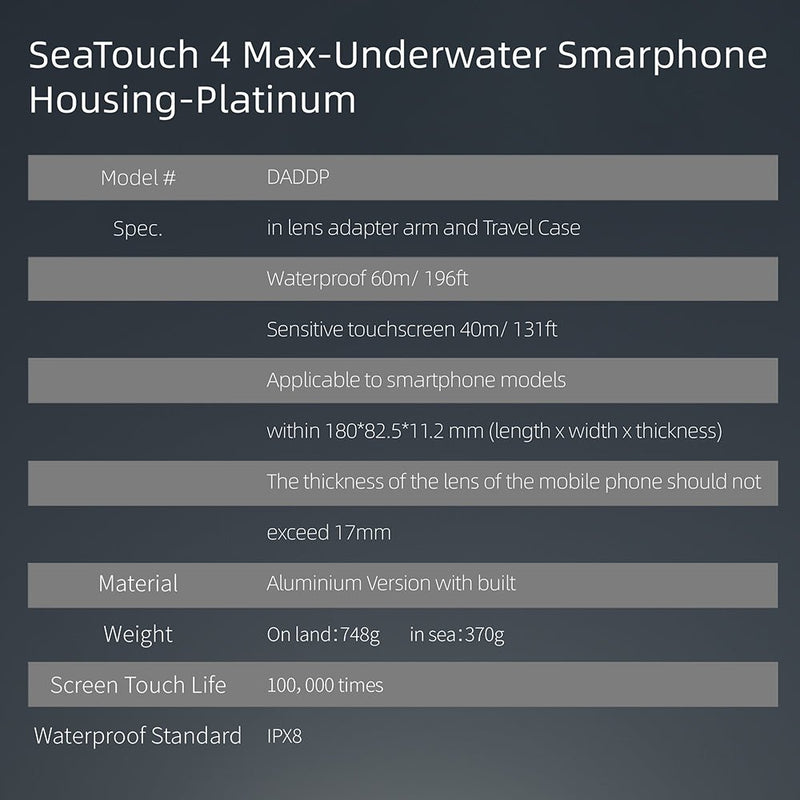Divevolk SeaTouch 4 Max Platinum V2 Underwater Touchscreen Housing