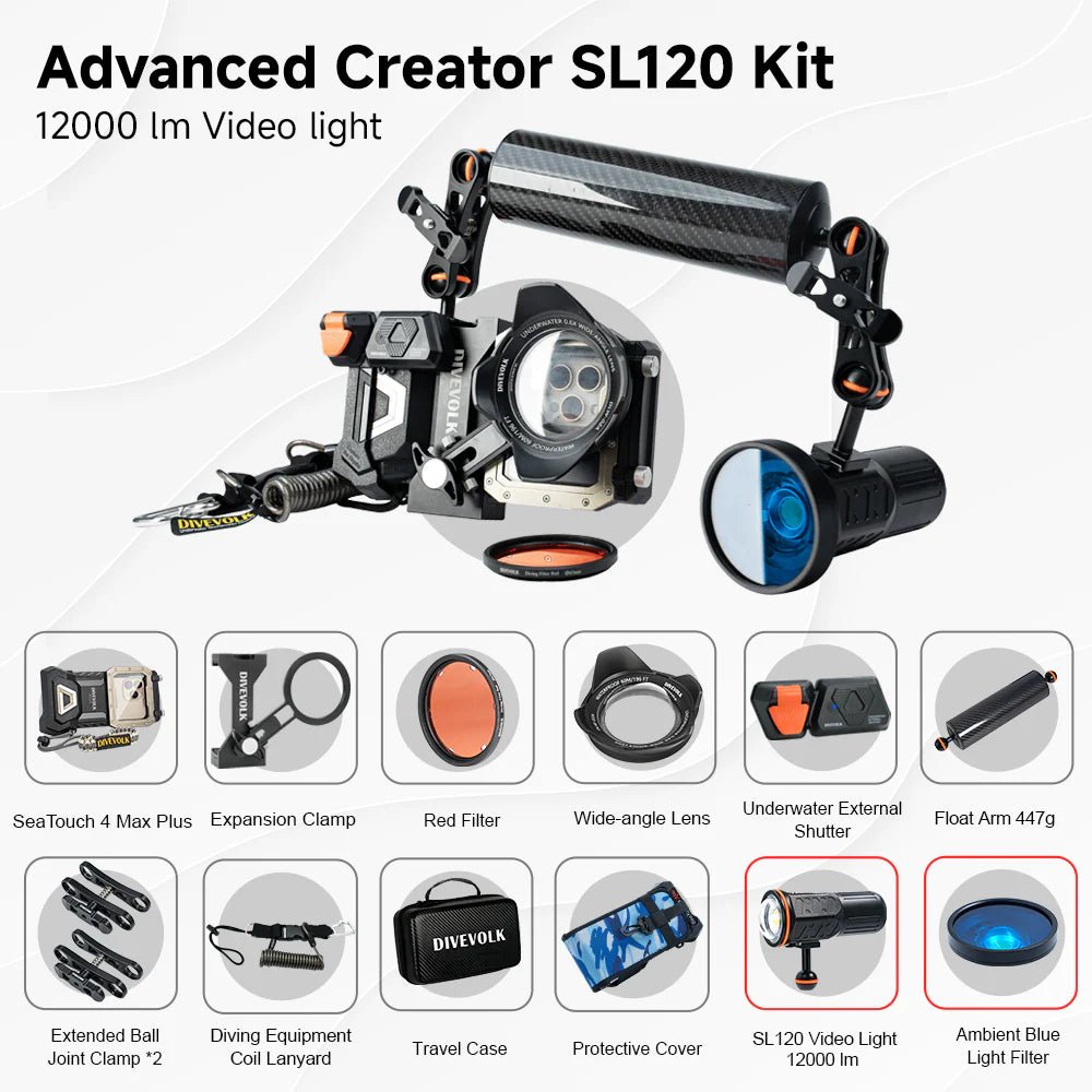 Divevolk SeaTouch 4 Max PLUS 12000 Lumen SL120 Creator Kit