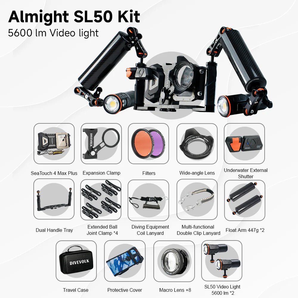 Divevolk SeaTouch 4 Max Plus 2x 5,600 Lumen SL50 Almighty Kit