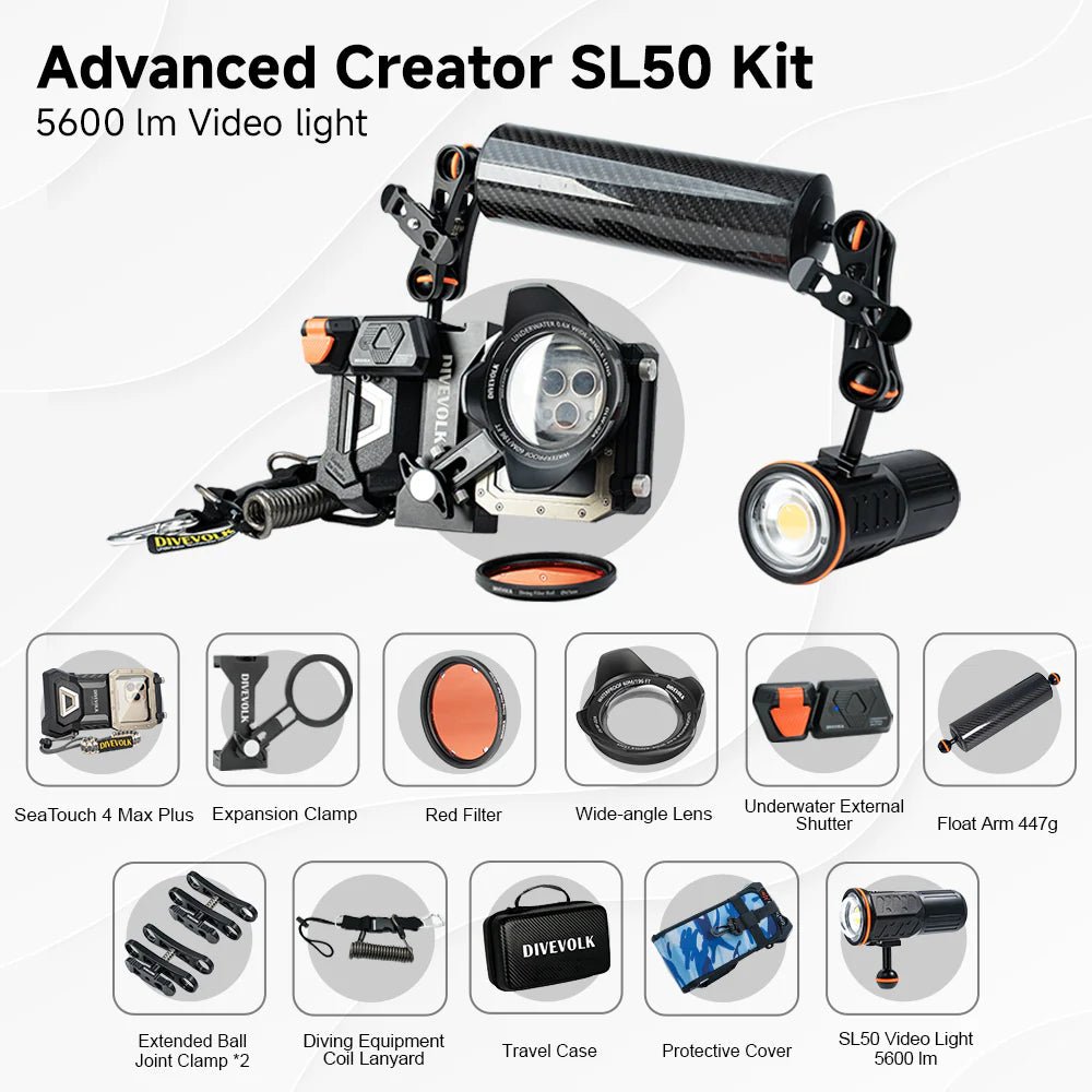 Divevolk Seatouch 4 Max Plus 5000 Lumen Advanced Creator SL50 Kit