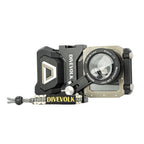 Divevolk SeaTouch 4 Max PLUS Housing with Expansion clamp and Macro Lens Kit on a white background