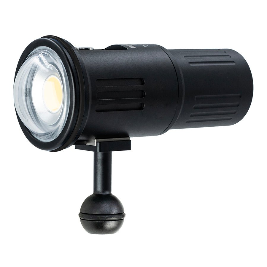 The Divevolk SeaLight SL50 5000 Lumen LED Waterproof Video Light with Domed from has a wide 120 degree beam angle and features a 1 - inch ball for mounting on your Underwater Camera