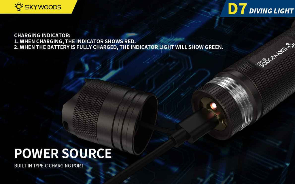 Skywoods D7 1600 Lumen Diving Torch