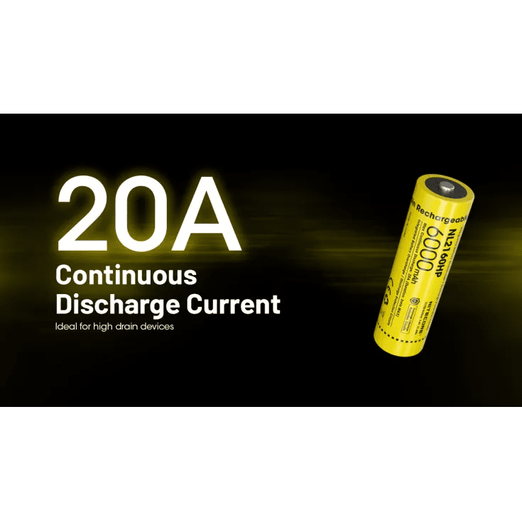 Nitecore 21700 Li-ion High Performance Battery 6000mAH for AOI P1-Series Strobes NL2160HP