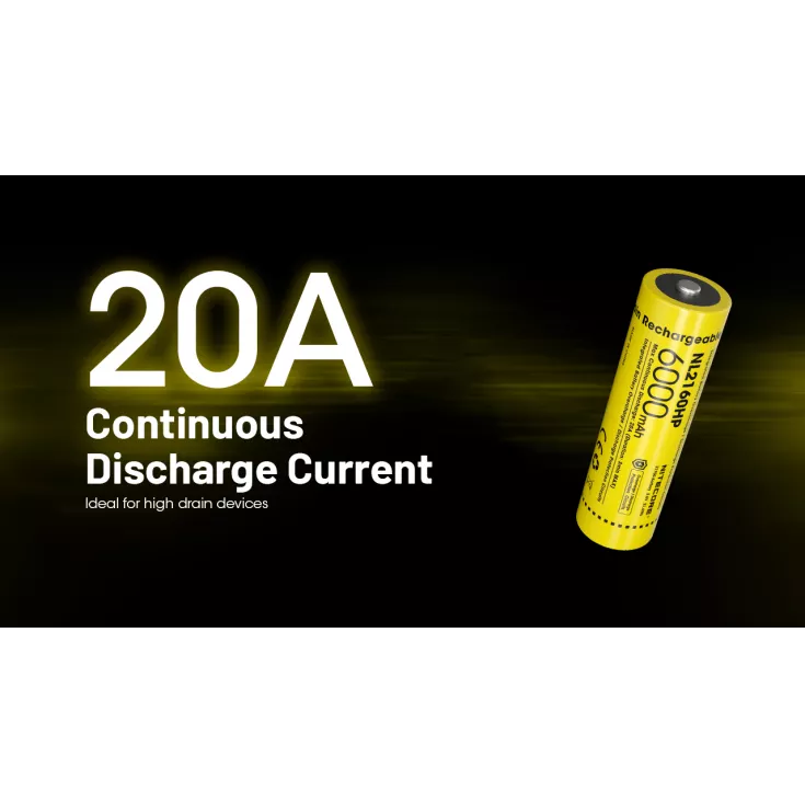Nitecore 21700 Li-ion High Performance Battery 6000mAH for AOI P1-Series Strobes NL2160HP